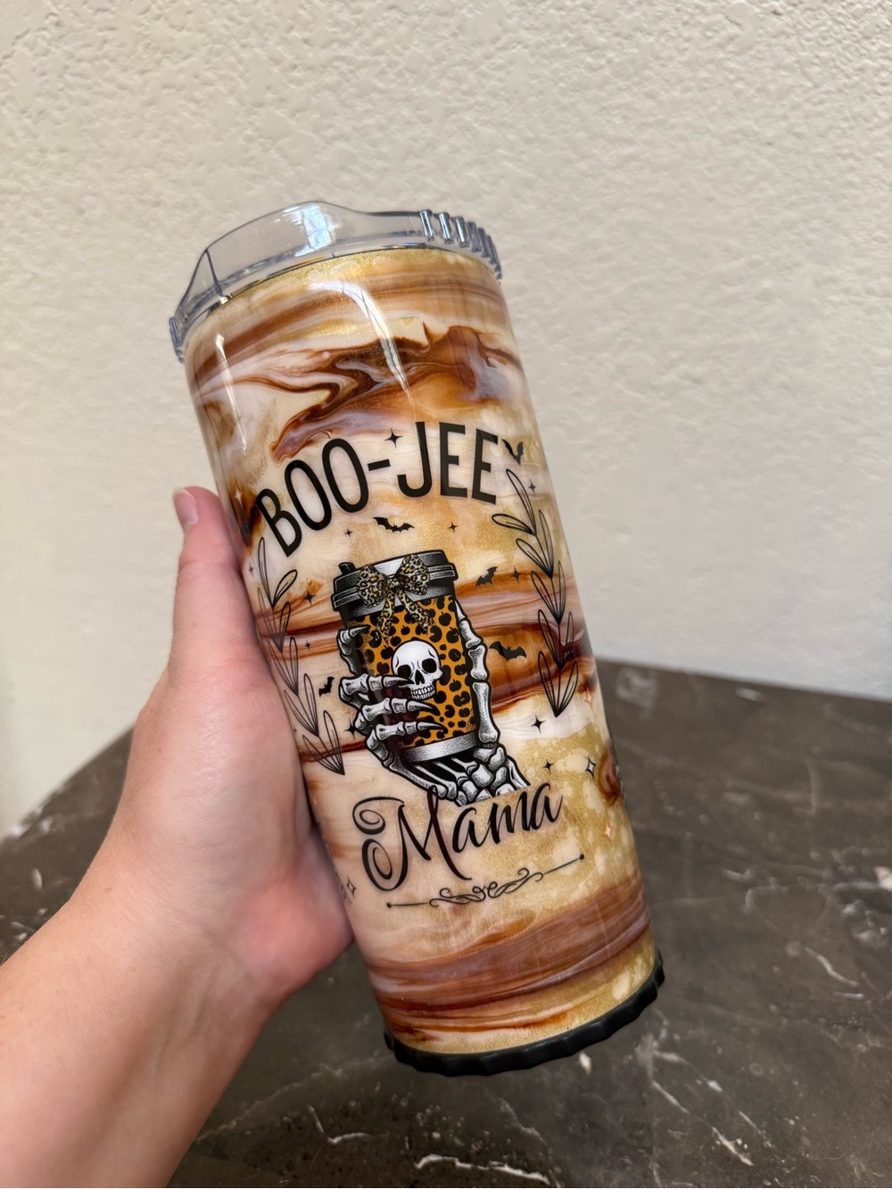 Boo Jee Boujie Mama Leopard Starbucks Coffee 20Oz Strawbler Tumbler Cup Handmade